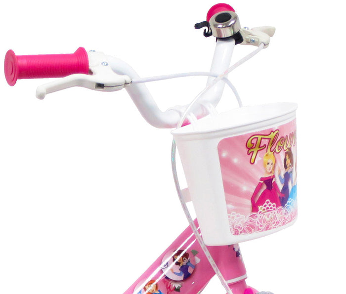 Bicicletta per Bambina 16" 2 Freni Flowers Rosa