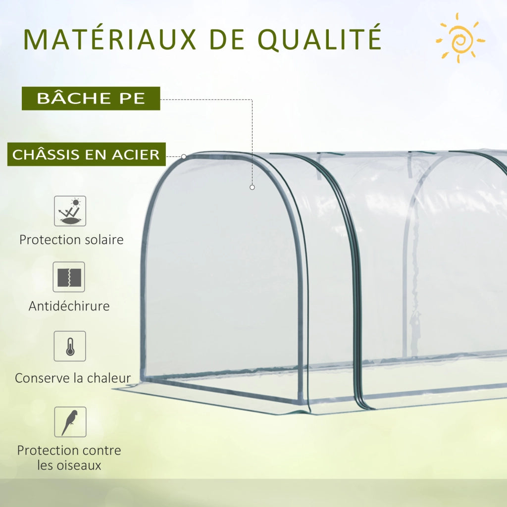 Serra da Giardino Mini Tunnel per Pomodori ¨C zephmum ¨C Verde Trasparente 3 Finestre 350x100x80 cm