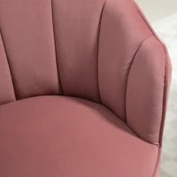 Poltrona Imbottita con Schienale a Conchiglia e Gambe in Legno, Poltrona in Velluto per Salotto e Camera, 66x66x78.5cm, Rosa
