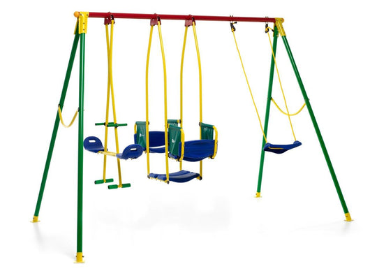 Altalena da Giardino 4 Posto 294x166x200 cm con Cavallina in Acciaio Kiko 5