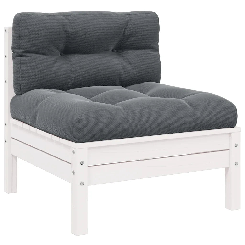 Set Divani da Giardino 3 pz | Set Salotto da Giardino con Cuscini Massello Pino Bianco
