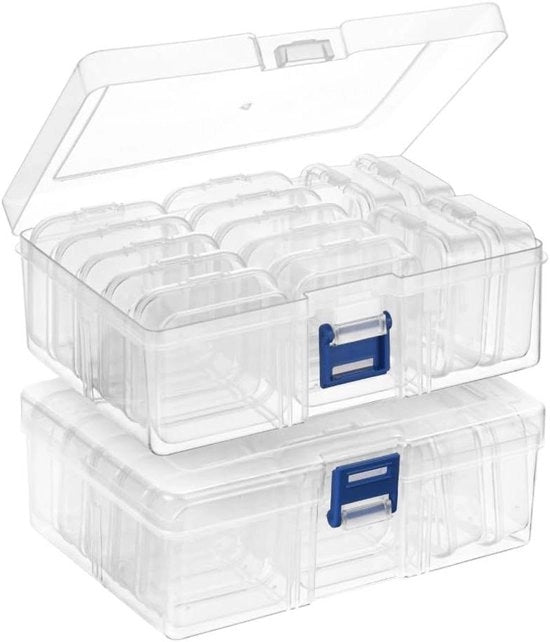 Mini-opbergdozen trasparenti (55 x 55 x 2 cm) - Set di 15 pezzi per gioielli e articoli di artigianato