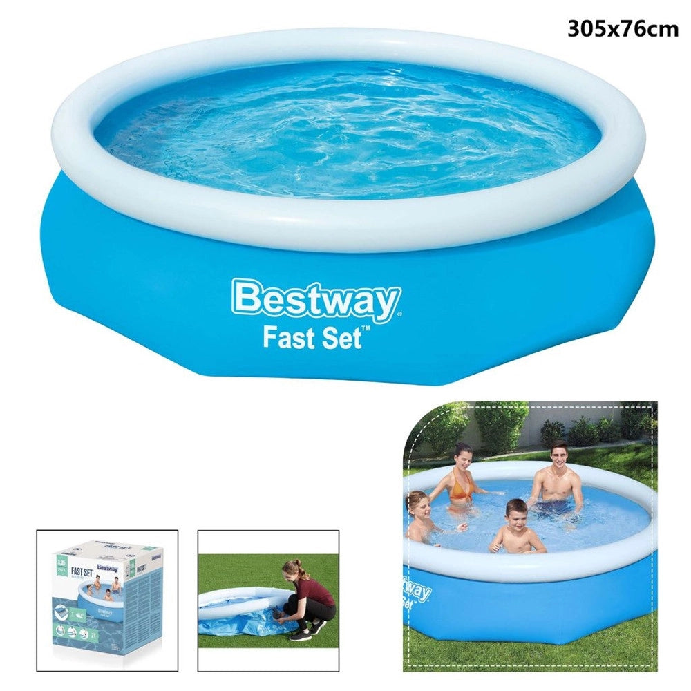 Trade Shop - Piscina Gonfiabile Fast Set Rotonda 305x76cm Predisposta Per Pompa Filtro 57266 -
