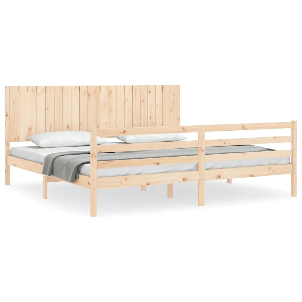 Giroletto con Testiera-Struttura Letto con testiera 200x200 cm in Legno Massello 480815