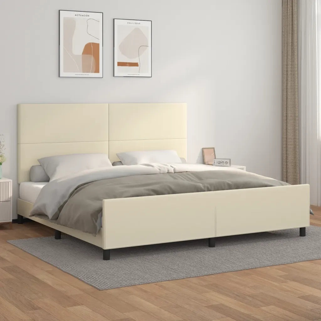 Giroletto con Testiera Crema 200x200 cm in Similpelle cod mxl 62215