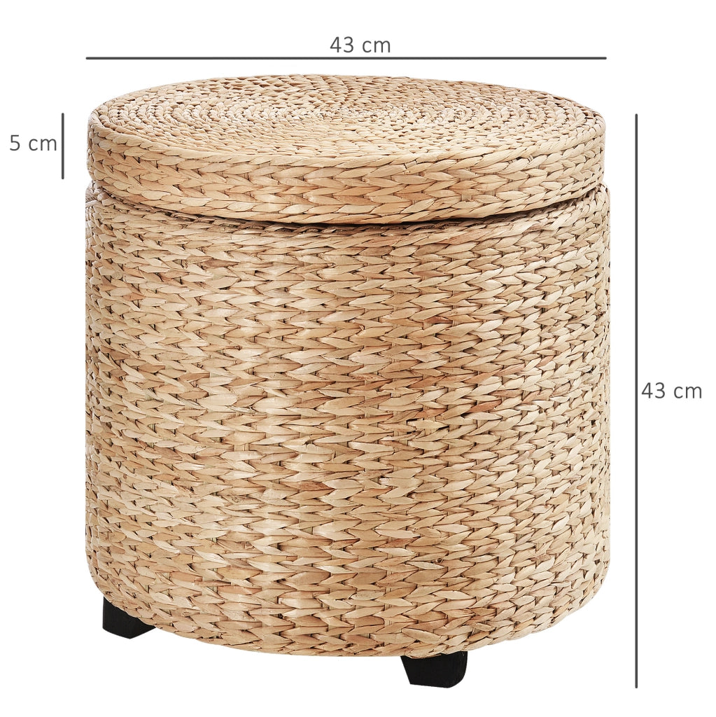 Pouf contenitore in rattan color khaki Ø43x43 cm