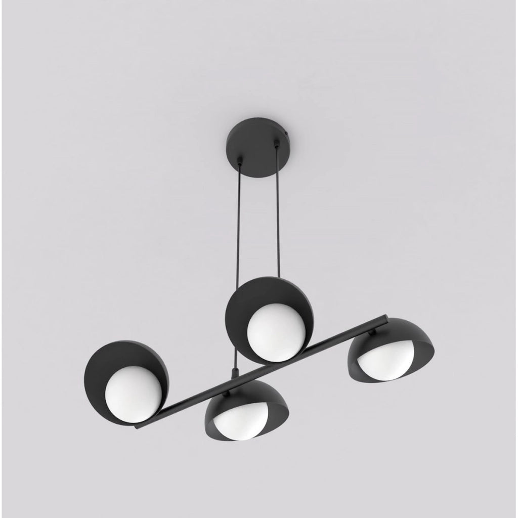 Lampada a sospensione BOOM in acciaio nero con diffusori sferici