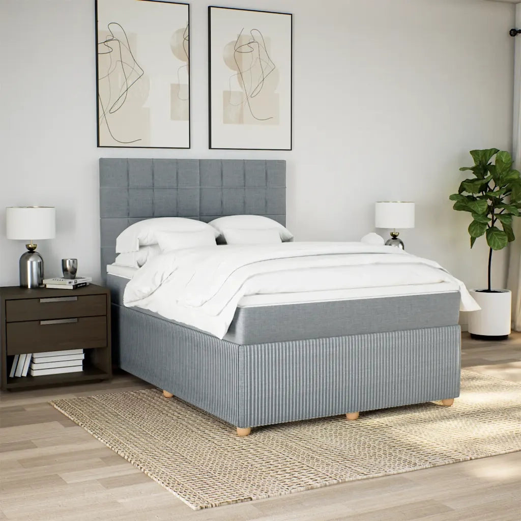 Giroletto a Molle con Materasso Grigio Chiaro 140x190cm Tessuto