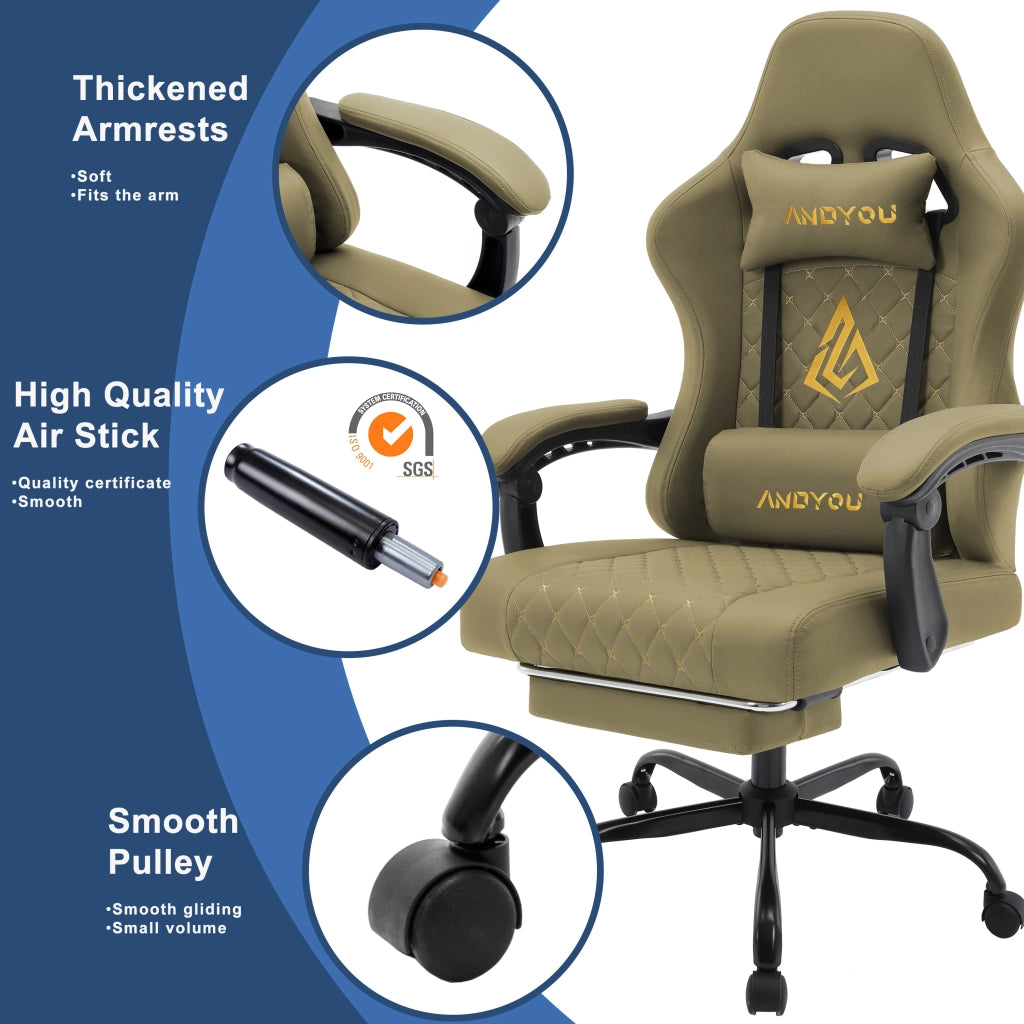 Poltrona Gaming Racing Stile ¨C zephmum ¨C Similpelle Verde