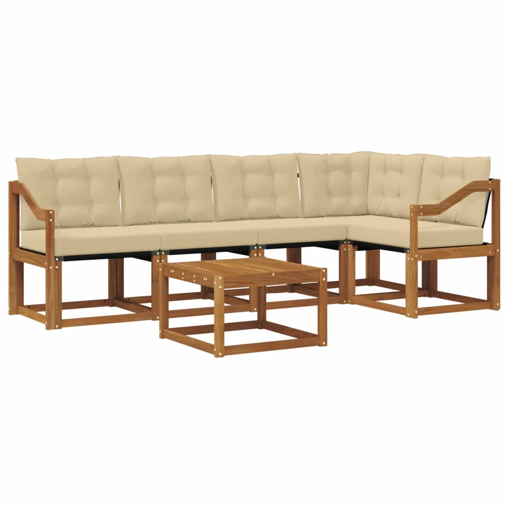 Set di divani da esterno con cuscino 6 pcs Naturale e Beige