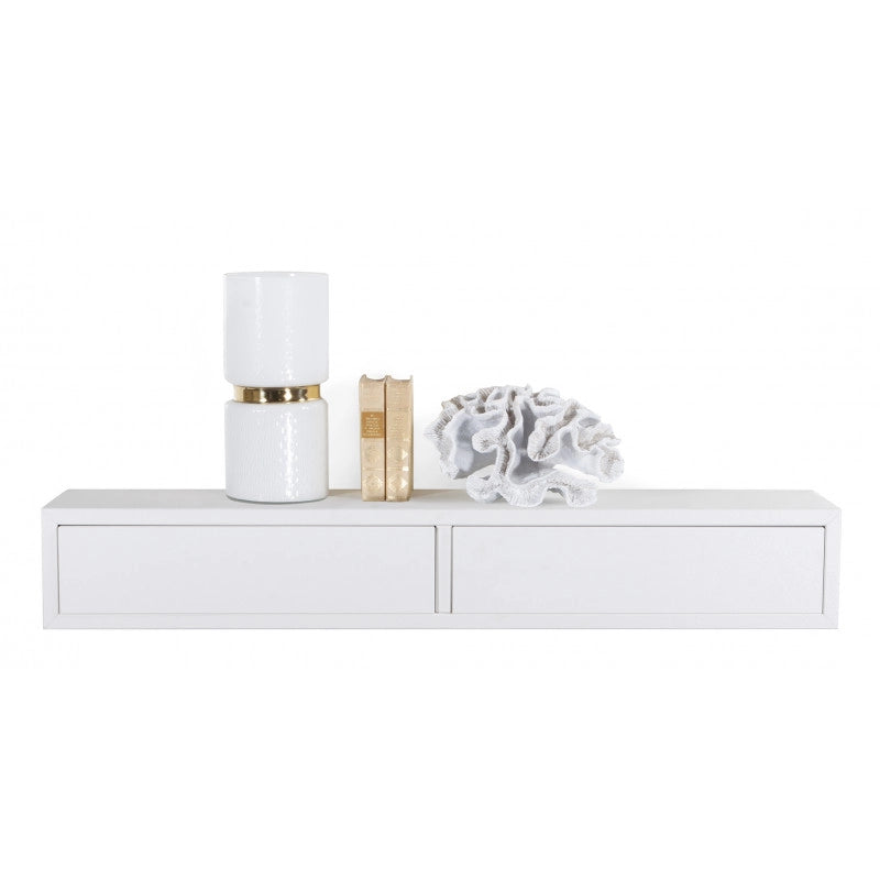 Mensola da Muro con Cassetto, Comodino Sospeso, Mensola da Parete, 88,2x13,4 p20 cm, Bianco - Made in Italy