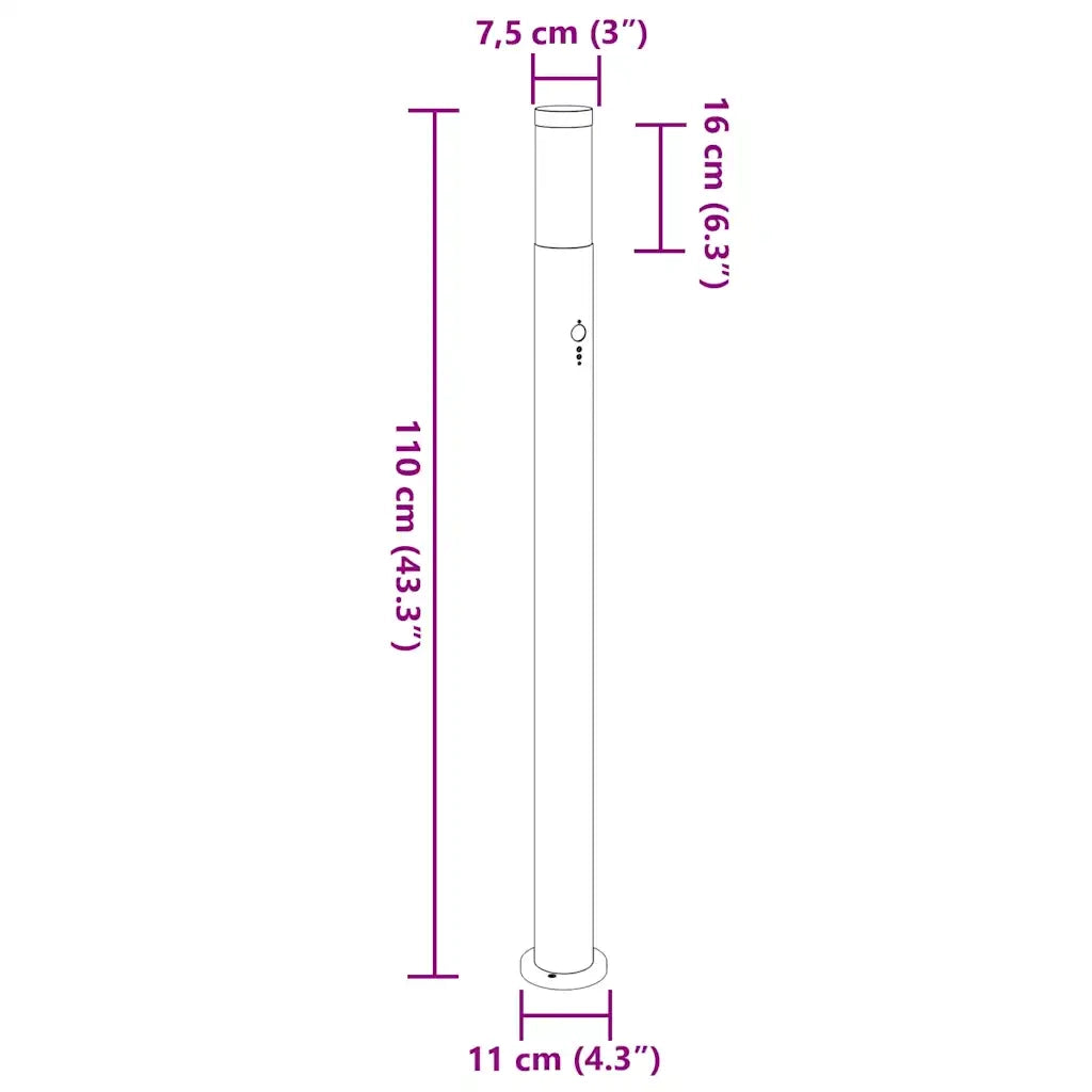 Lampioni a paletto con sensore 3 pz 110 cm Acciaio Inox IP44 4006034