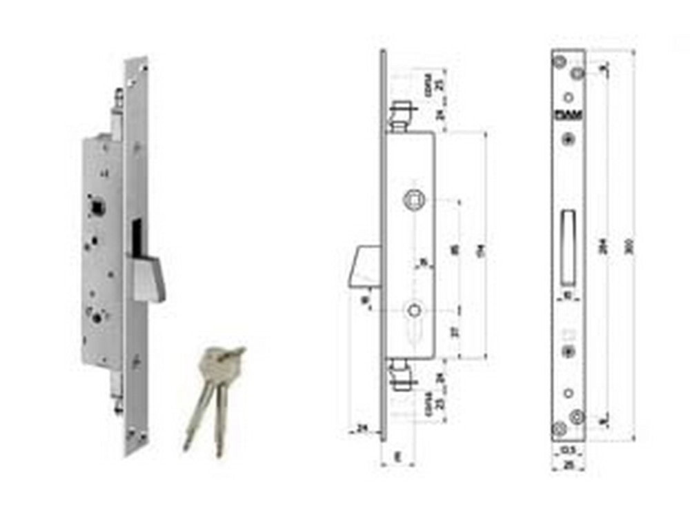 1pz serratura tripl. infilare montanti persiane quadro maniglia 746k mm.30 cod:ferx.fer351508