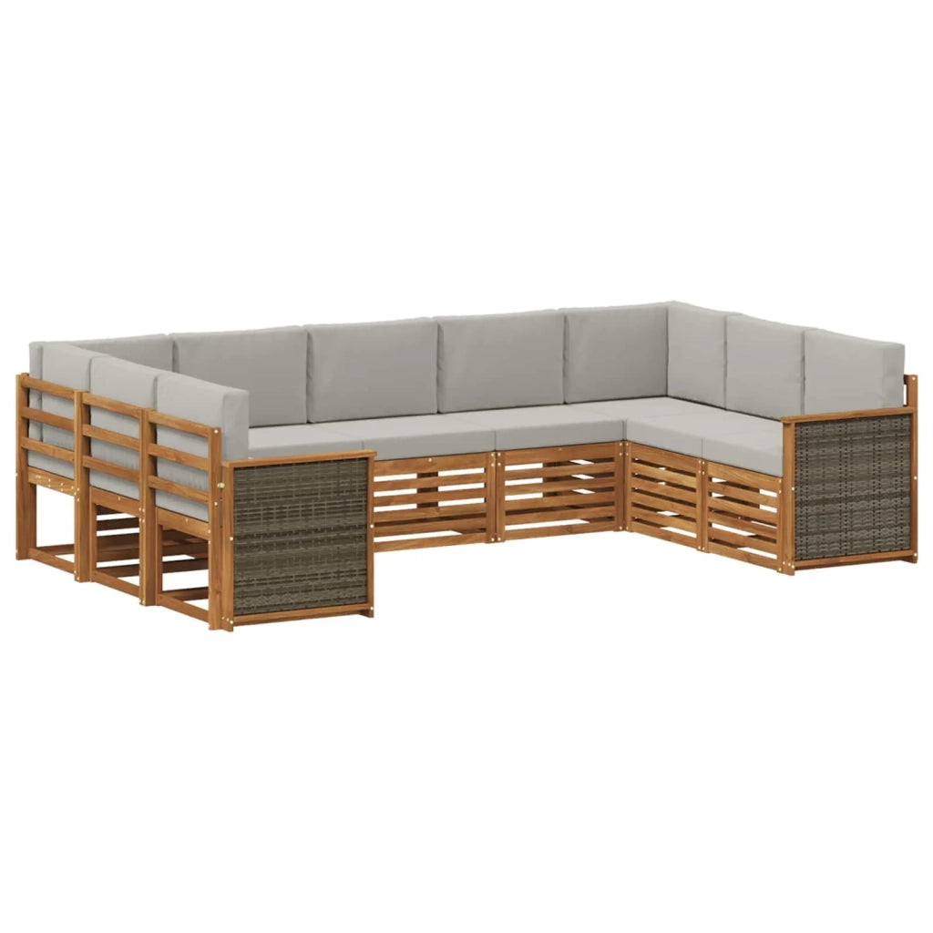 Set divano sezionale con cuscino 7 pcs Naturale e Grigio Chiaro