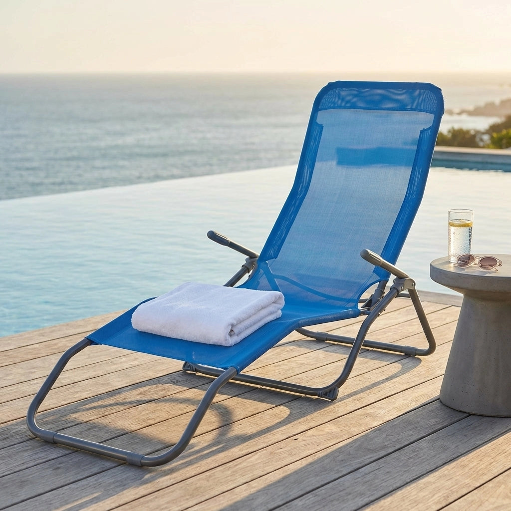 Sdraio mare prendisole Pieghevole  in Acciaio Textilene cm 135x60x95 - LONNY