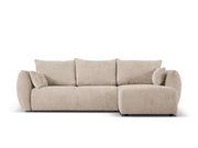 Cosmopolitan Design - Divano convertibile angolare destro con contenitore "Matera" 4 posti in ciniglia beige 