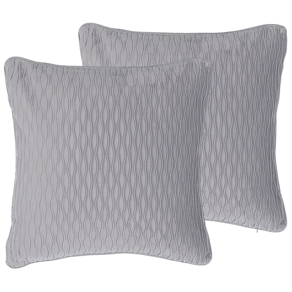 Set di 2 Cuscini decorativi motivo Grigio Rettangolare 45 x 45 cm Accessori decorativi moderni Tradizionali