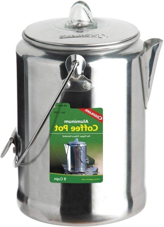 Caffettiera in alluminio con finitura argentea - utilizzo per campeggio e outdoor