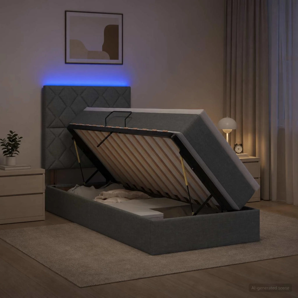 Letto con contenitore LED e materasso Grigio Scuro 100 x 200 cm 3459988