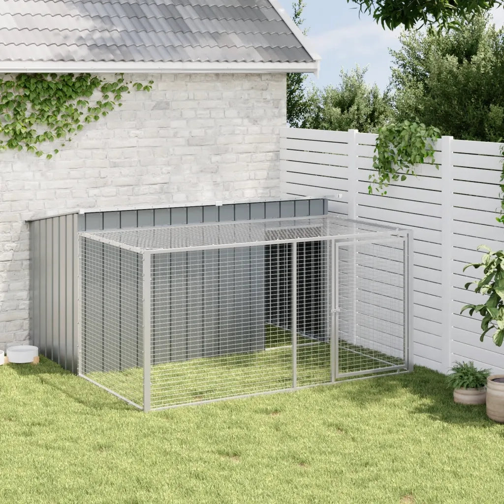 Cuccia per cani con recinto antracite 197x194x110 cm in acciaio zincato