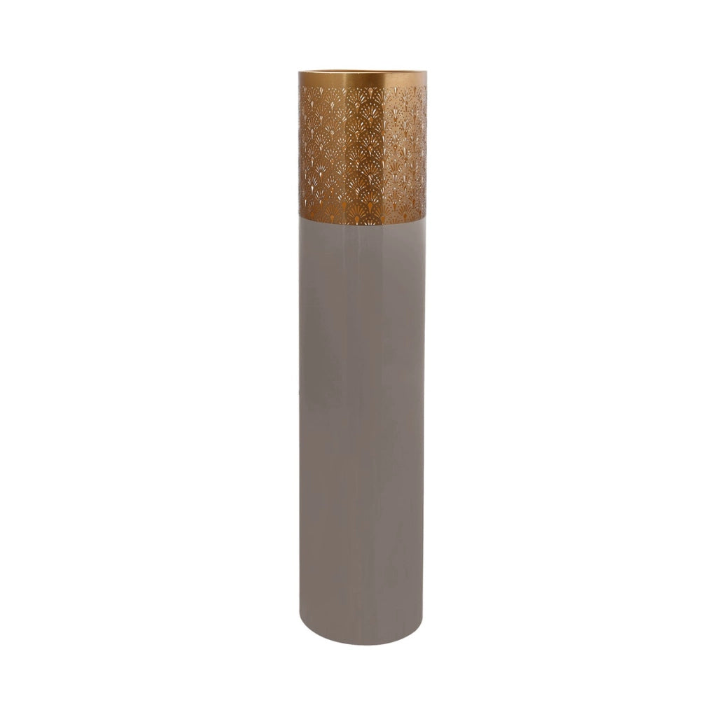 Vaso da terra Art Deco in metallo grigio e oro