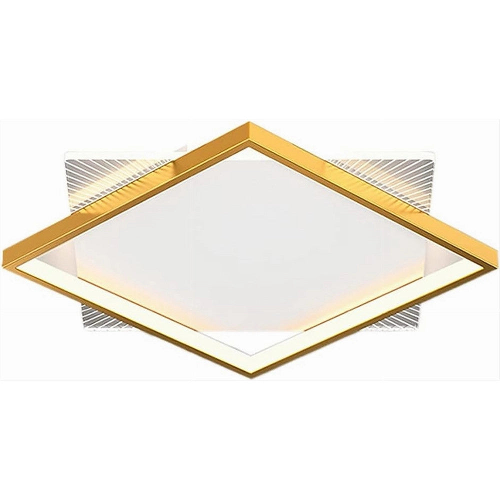 Trade Shop - Plafoniera Led 30watt Quadrata Oro Moderno Lampadario Soffitto Luce Fredda 71040 -