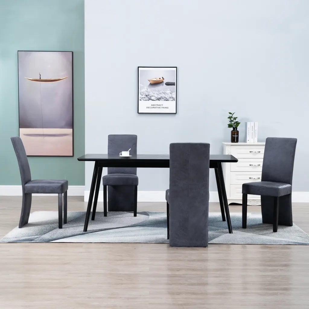 Sedie da Pranzo 4 pz Grigie in Similpelle Scamosciata 249203