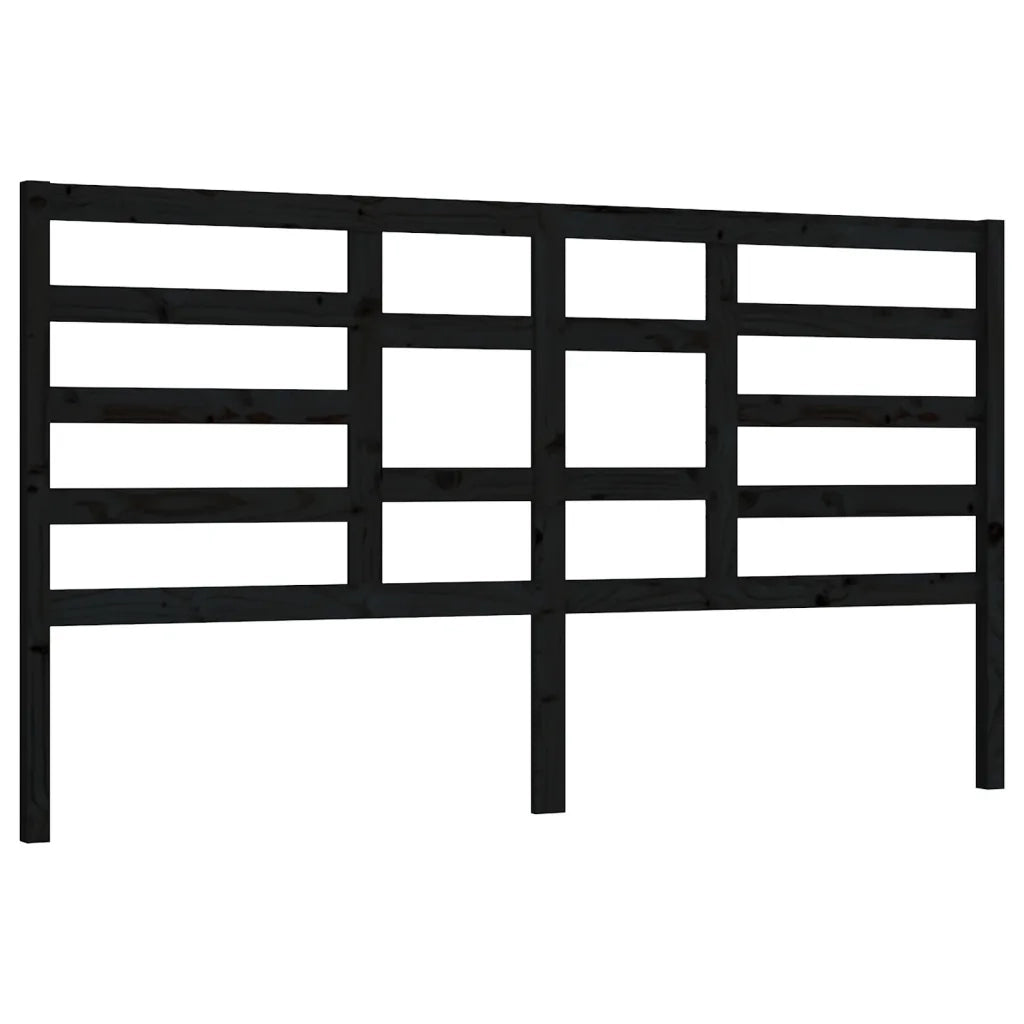 Testiera per Letto-Testata-Testiera Decorativa Nera 206x4x104 cm in Legno Massello di Pino
