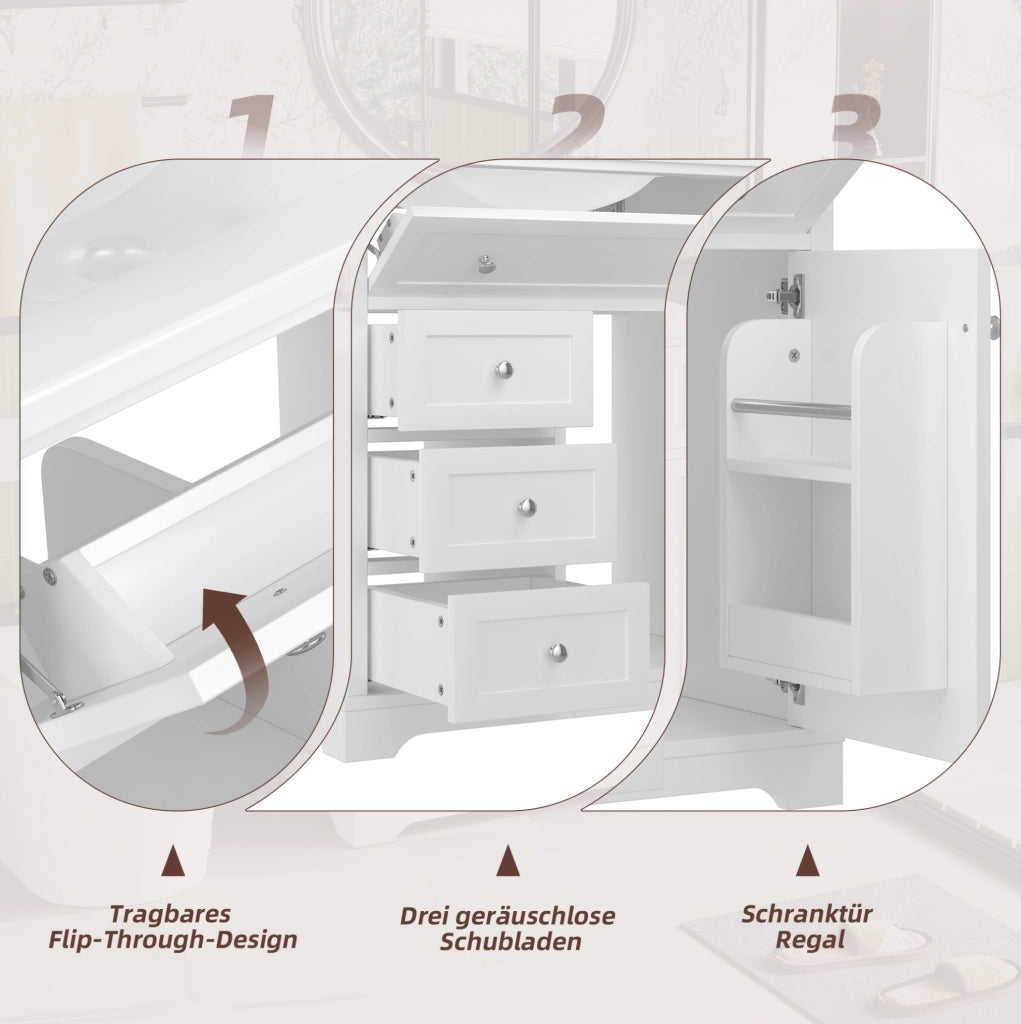 Mobile bagno con lavabo integrato bianco 76x46x87 cm