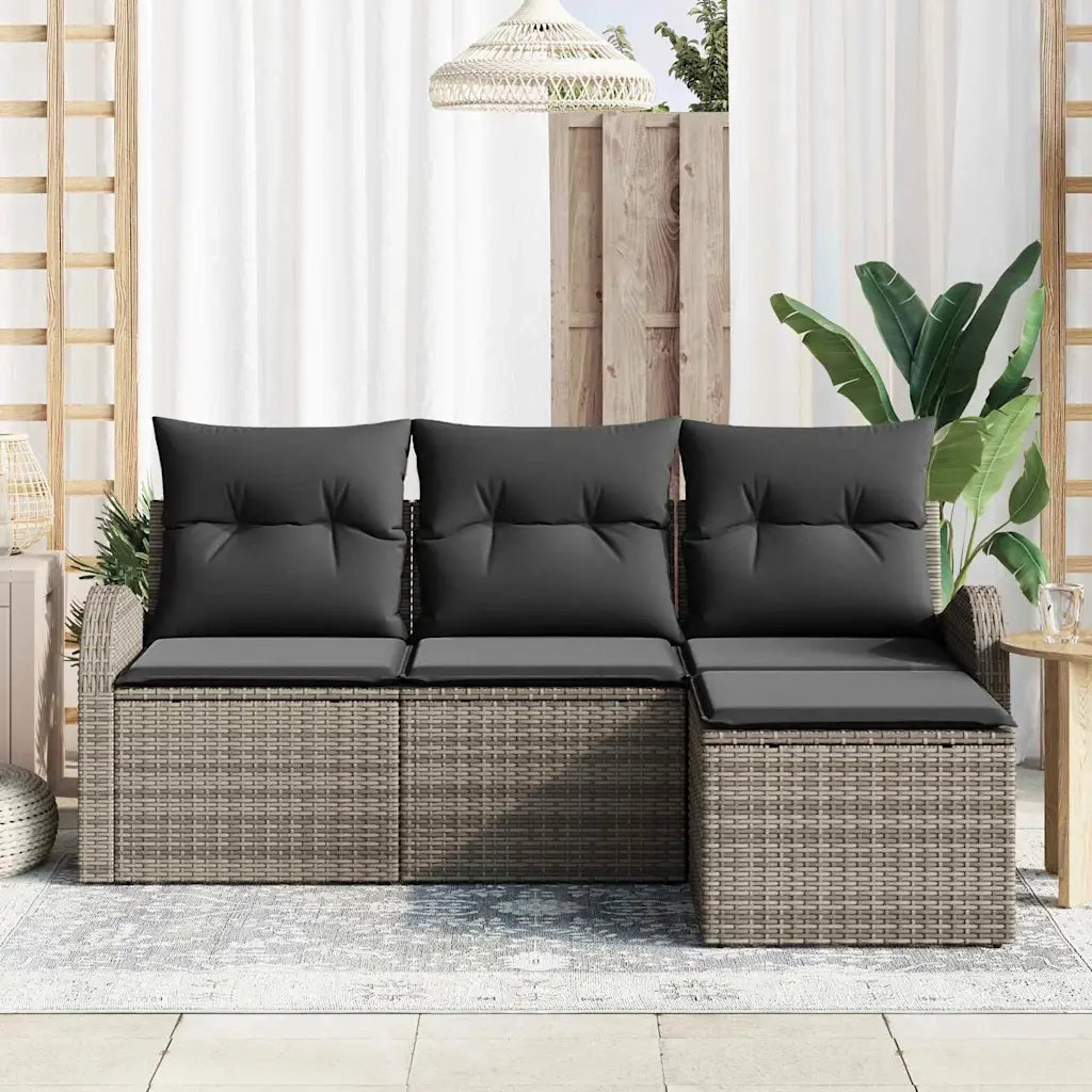 Set di divani con cuscino 4 pcs Grigio polyrattan 3354658