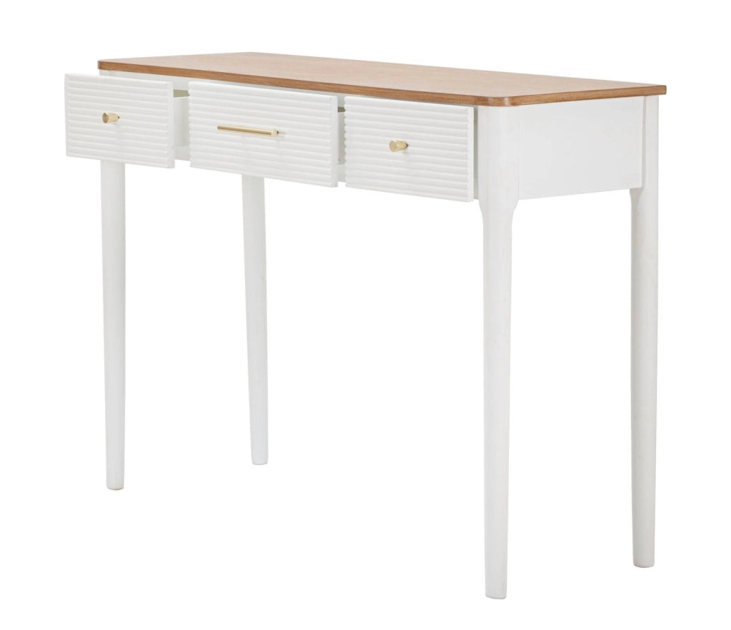 Console Fissa Matera 107x80x37 cm in Legno MDF e Ferro Bianco/Marrone