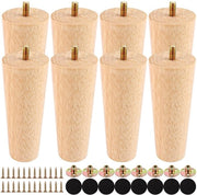 Set di supporti per mobili in legno di quercia 12 cm - Set di 8 - Legno massello - Piastre di montaggio - Viti/Pattini in gomma
