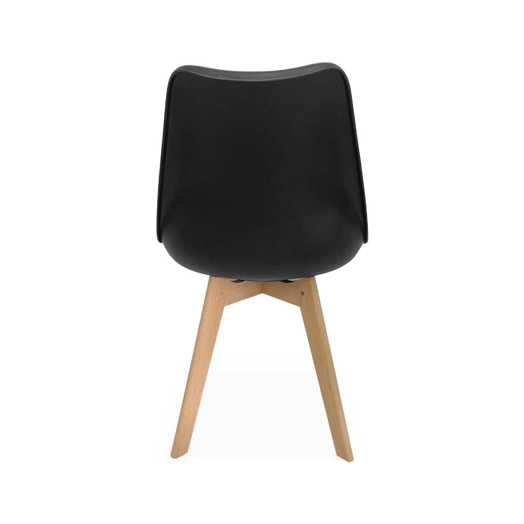 Set 4 sedie scandinave imbottite con gambe in legno , nero