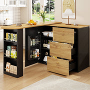 TAVOLO BAR 360° Girevole e Allungabile 138-204x39x104 cm Nero MDF