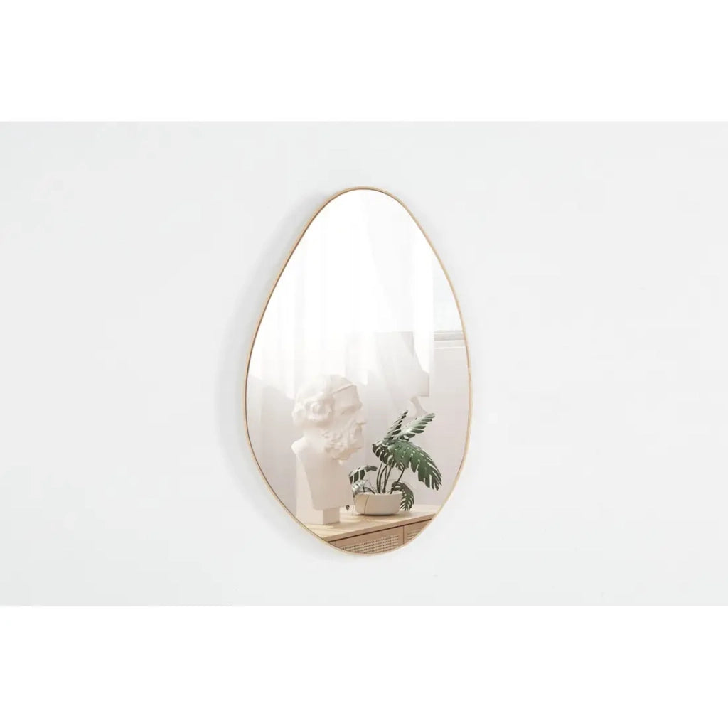 Miroir asymétrico NARA – 50x80 cm – Finitura rovere invecchiato – MDF decorativo in legno – Design organico e moderno