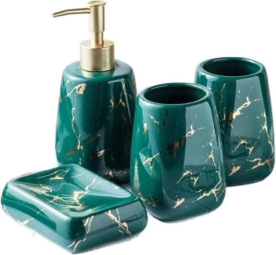 Set di accessori per la cucina in ceramica a motivi di marmo - 5 pezzi