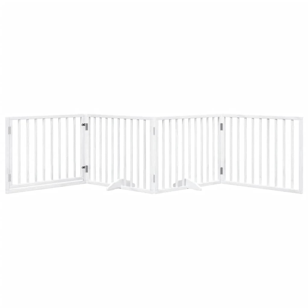 Cancelletto e porta di sicurezza per animali domestici 4 pannelli legno di pioppo bianco 02_0023343