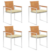 Sedie da Giardino con Cuscini 4 pz in Legno Massello di Acacia cod mxl 72252