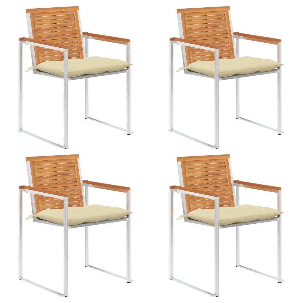 Sedie da Giardino con Cuscini 4 pz in Legno Massello di Acacia cod mxl 72252