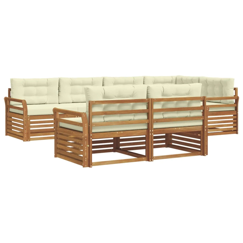 Set di divani da esterno con cuscino 7 pcs Naturale e Crema