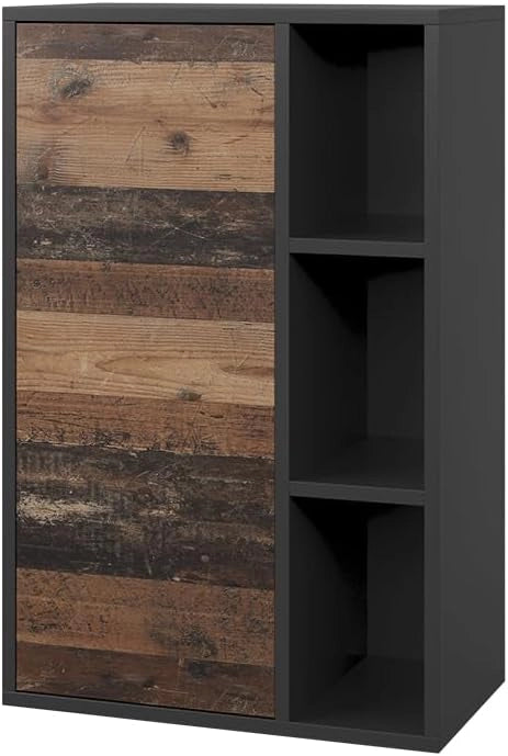 Libreria da parete Berno, Nero/antico, 50.1 x 78.4 cm con 3 scomparti aperti