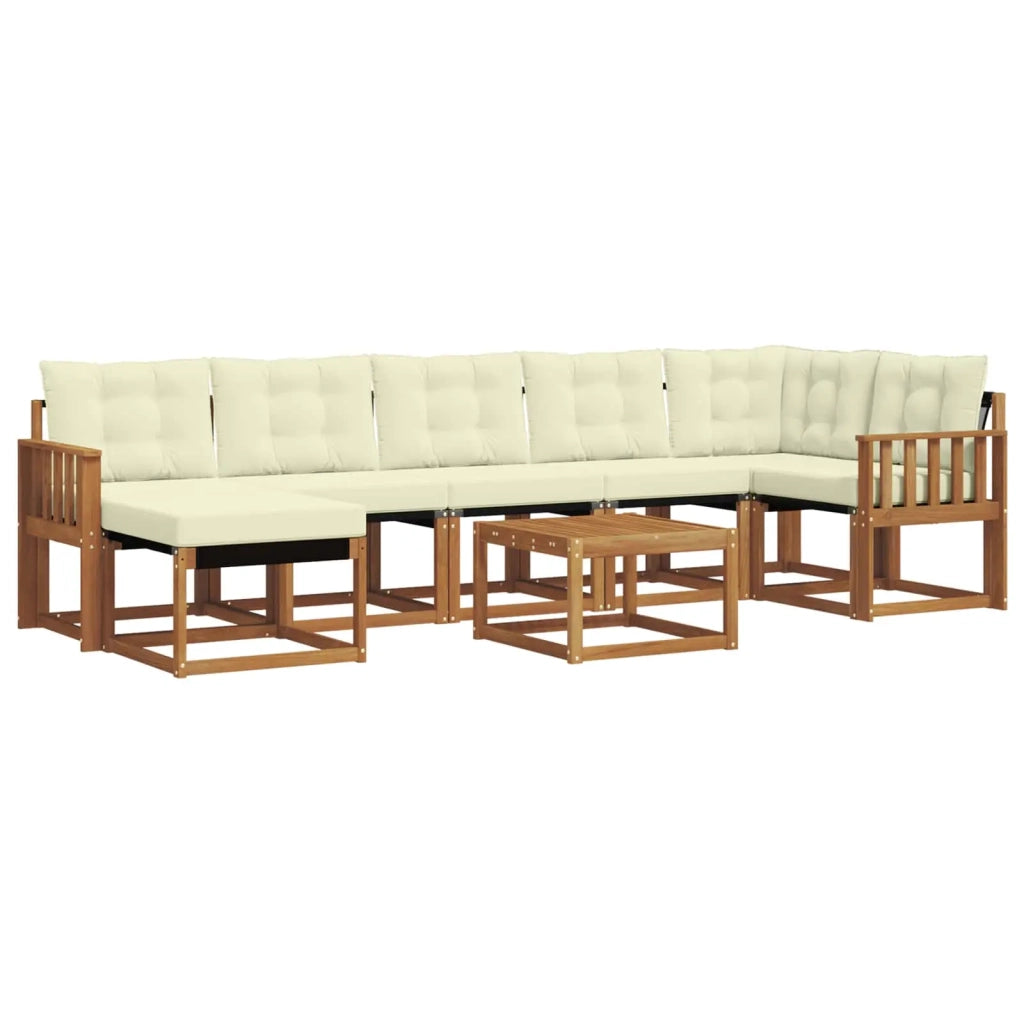 Set di divani da esterno con cuscino 8 pcs Naturale e Crema 3368901