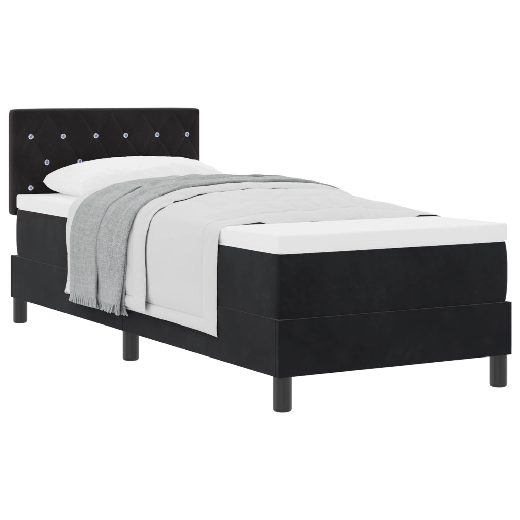 Letto a molle con materasso  Nero 80x200 cm Velluto