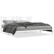Letto matrimoniale | Letto per adulti | Giroletto con Testiera Metallo Bianco 200x200 cm