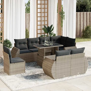 Set Divano da Giardino 9 pz con Cuscini Grigio in Polyrattan 3326661