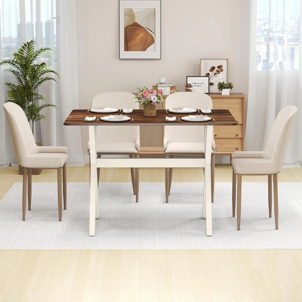 Tavolo da pranzo in legno, rettangolare, tavolo da pranzo per 2-4 persone, tavolo da pranzo in legno con inserti in legno a forma di X, tavolo da pranzo, moderno consolle per cucina, soggiorno