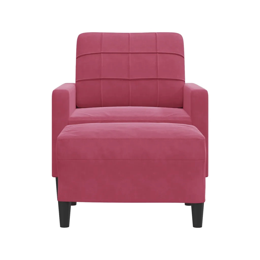 Poltrona con Poggiapiedi Rosso Vino 60 cm in Velluto