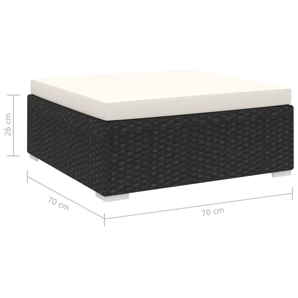Poggiapiedi Modulare 1 pz con Cuscino in Polyrattan Nero 46802