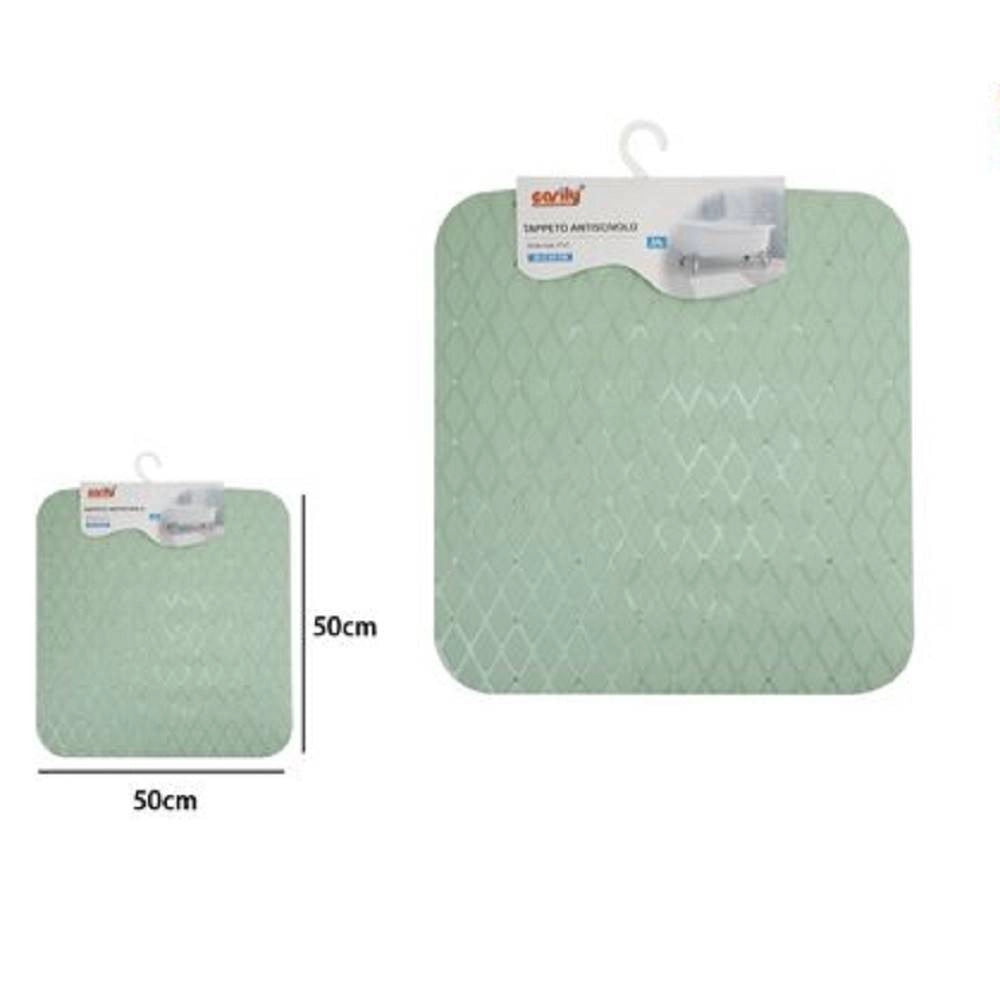 Trade Shop - Tappeto Tappetino In Pvc Antiscivolo Per Vasca Bagno Doccia 50x50cm 79728 Verde -
