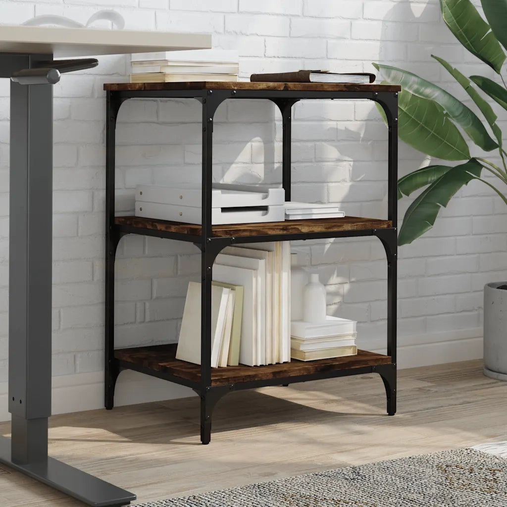 Supporto Stampante 3 Livelli Rovere Fumo 50x41x75cm Multistrato 842288